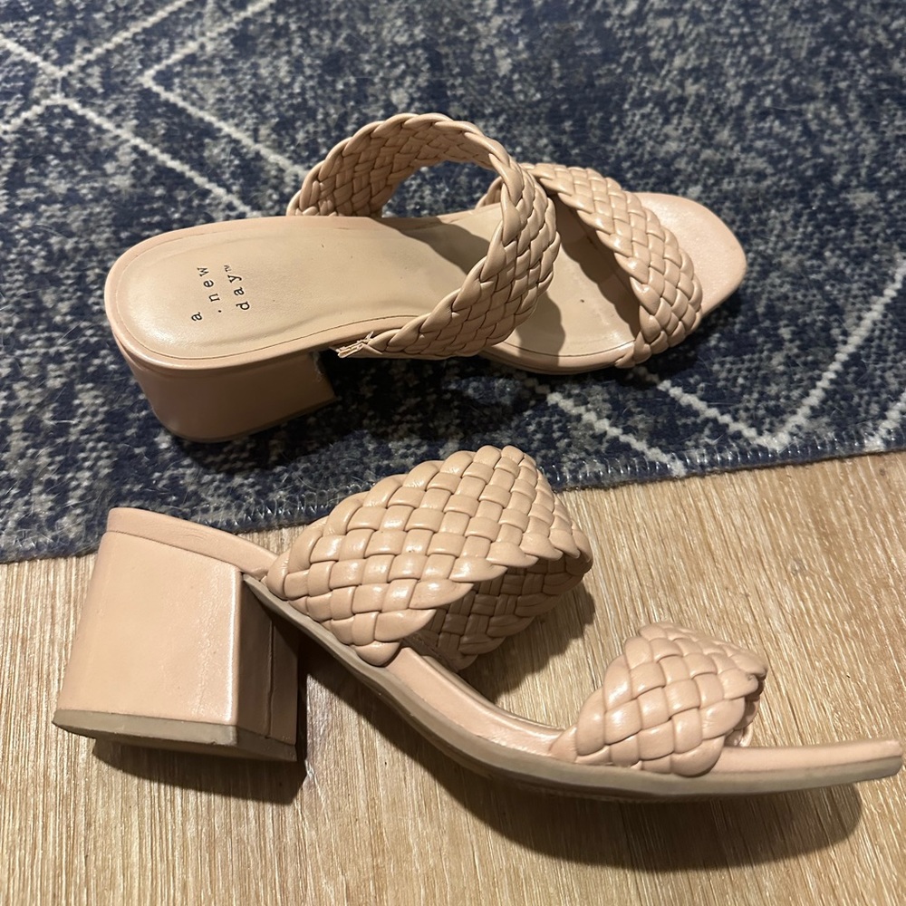 A New Day Nude Braided 2.5” Stacked Heel Size 7